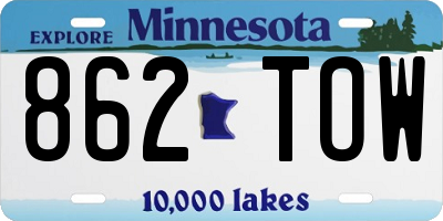 MN license plate 862TOW