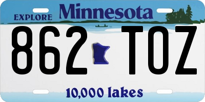 MN license plate 862TOZ