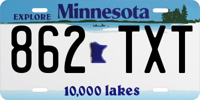 MN license plate 862TXT