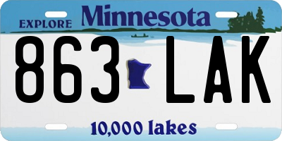 MN license plate 863LAK