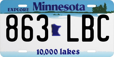 MN license plate 863LBC