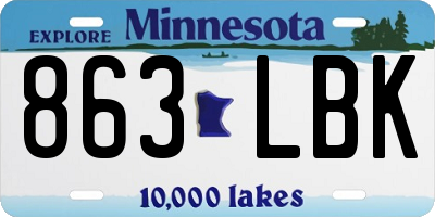 MN license plate 863LBK