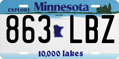 MN license plate 863LBZ