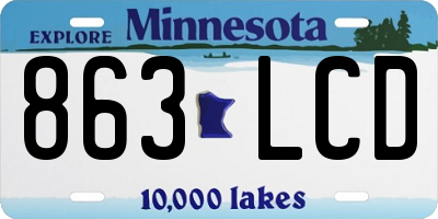 MN license plate 863LCD