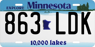 MN license plate 863LDK