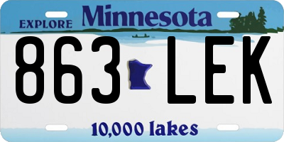 MN license plate 863LEK