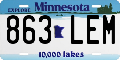 MN license plate 863LEM