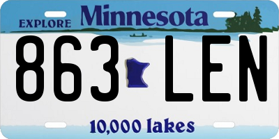 MN license plate 863LEN