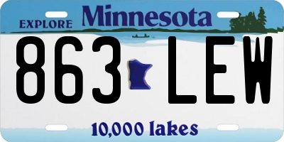 MN license plate 863LEW