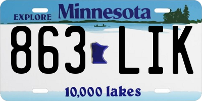 MN license plate 863LIK