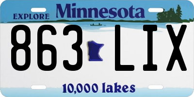 MN license plate 863LIX