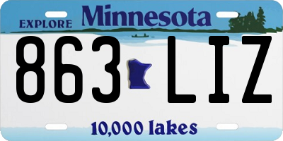MN license plate 863LIZ