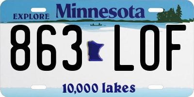 MN license plate 863LOF