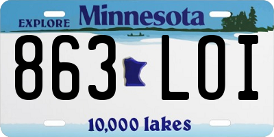 MN license plate 863LOI