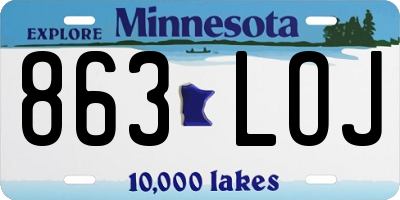 MN license plate 863LOJ