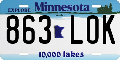 MN license plate 863LOK