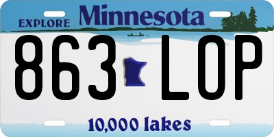 MN license plate 863LOP