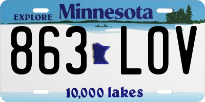 MN license plate 863LOV