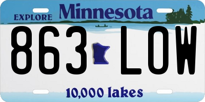 MN license plate 863LOW
