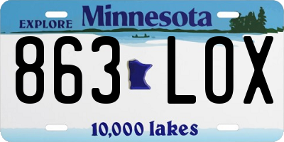 MN license plate 863LOX