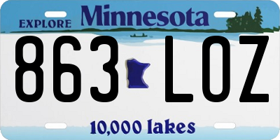 MN license plate 863LOZ