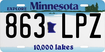 MN license plate 863LPZ