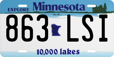 MN license plate 863LSI