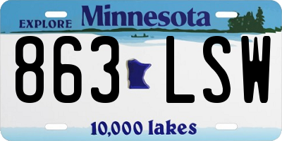 MN license plate 863LSW