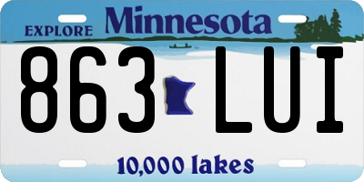 MN license plate 863LUI