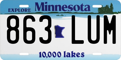 MN license plate 863LUM