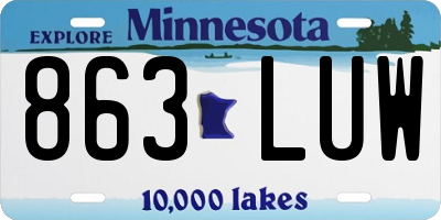 MN license plate 863LUW