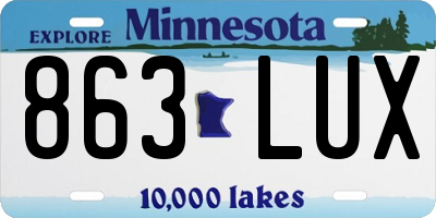 MN license plate 863LUX