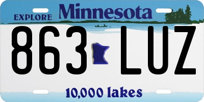 MN license plate 863LUZ