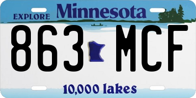 MN license plate 863MCF