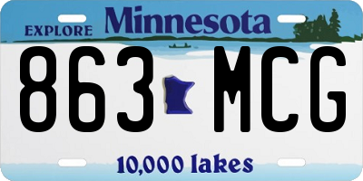 MN license plate 863MCG