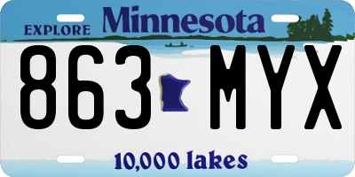 MN license plate 863MYX