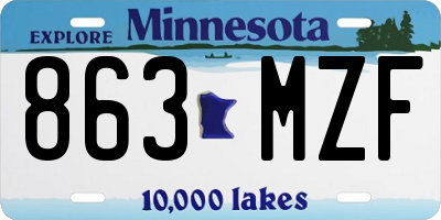 MN license plate 863MZF