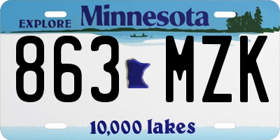 MN license plate 863MZK