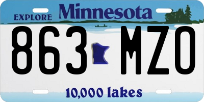 MN license plate 863MZO