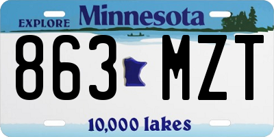 MN license plate 863MZT