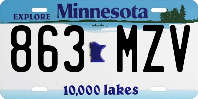 MN license plate 863MZV