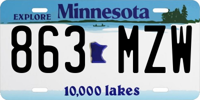 MN license plate 863MZW