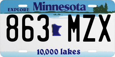 MN license plate 863MZX