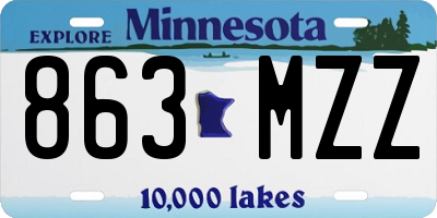 MN license plate 863MZZ