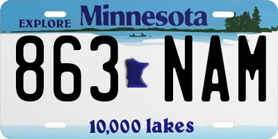 MN license plate 863NAM