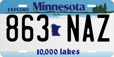 MN license plate 863NAZ