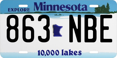 MN license plate 863NBE