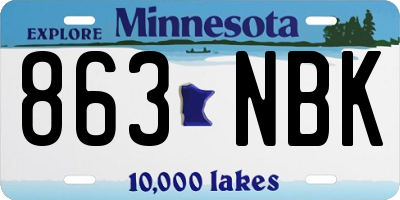 MN license plate 863NBK