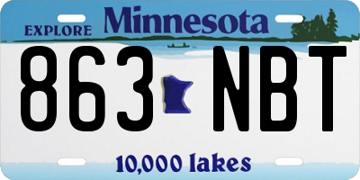 MN license plate 863NBT