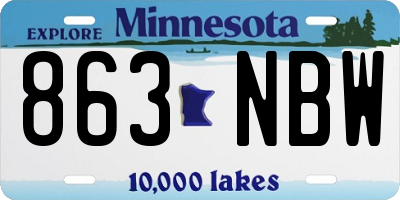 MN license plate 863NBW